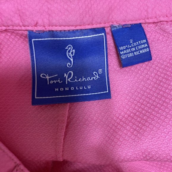 Tori Richard Women Pink A Line Mini Skirt Semi Texture Back Zip Front Pocket Sz2 - Picture 8 of 10